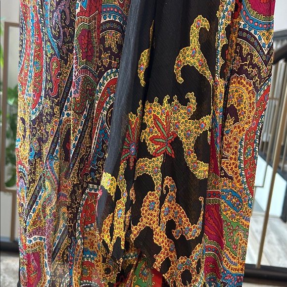 Nicole Miller 100% Silk Boho Baroque Paisley Strappy Crossback Midi Dress | Sz 4 - Picture 8 of 12